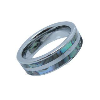 JewelryWe Comfort Fit High Polish Tungsten Carbide Ring 8mm (Size 8 14) His Double Abalone Inlay Aniversary/engagement/wedding Bands Jewelry