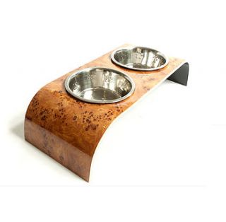 curved raised dog feeder by lola and daisy designs