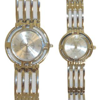 Geneva Platinum Collection His & Hers Matching Watch Set Silver Bracelet with Silver Face Watches