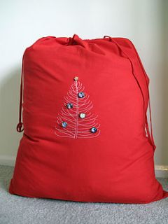 large christmas sack with photograph baubles by thread squirrel