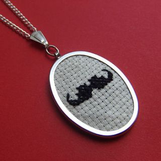 cross stitch gentleman's moustache necklace by magasin