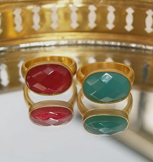 gold plated tourmaline or turquoise ring by begolden