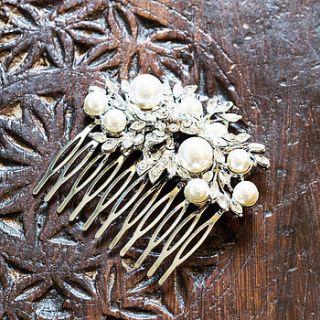 odette chunky pearl and crystal hair comb by anusha