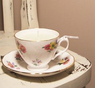 floral vintage teacup candle by teacup candles