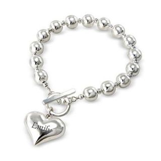 sterling silver heart engravable bracelet by lovethelinks