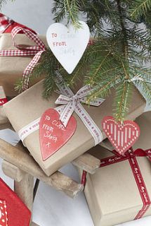 wooden heart gift tags set of four by the contemporary home