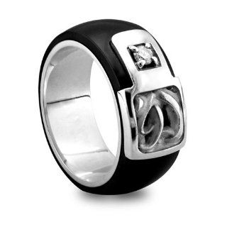 Edward Mirell Chaos Black Titanium Diamond Ring with Sterling Silver Inlay Jewelry
