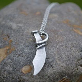 handmade silver pirate cutlass necklace by muriel & lily
