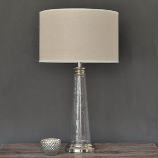 large textured glass lamp with linen shade by primrose & plum