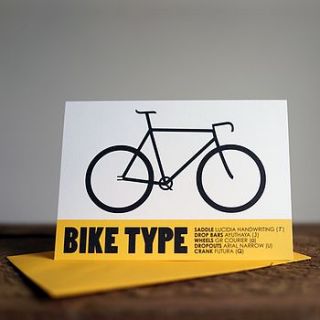 bike type greetings card by rebecca j kaye