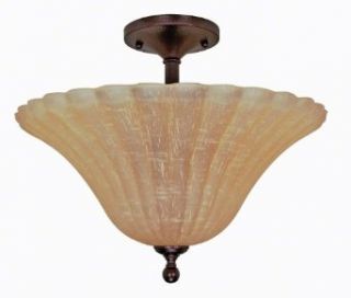 Nuvo Lighting 60/012 Moulan   Three Light Semi Flush, Copper Bronze Finish with Champagne Linen Washed Shade   Close To Ceiling Light Fixtures  