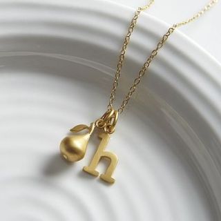 personalised gold pear necklace by lily charmed