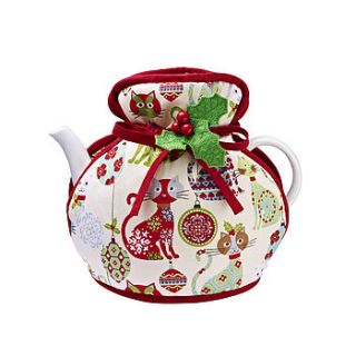 christmas cats teapot cosy by ulster weavers