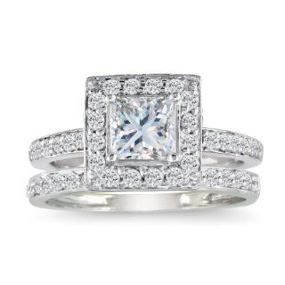 1/2ct Pave Princess Diamond Bridal Set in 14k White Gold (HI I1 I2 Size 4 9.5) With Free Blitz Jewelry Cleaner Jewelry