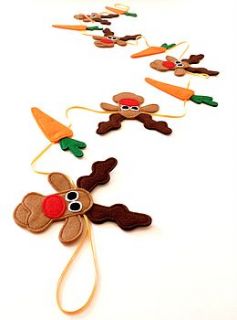 felt rudolph and carrot christmas bunting by be good, darcey