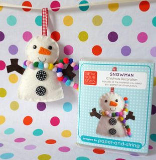 snowman decoration mini kit by paper and string