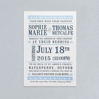 ticket of love letterpress wedding invitation by paper themes
