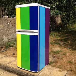 rainbow stripe vinyl fridge cover by vinyl revolution