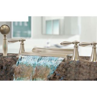 Triple Handle Deck Mount Waterfall Tub Filler with Handshower