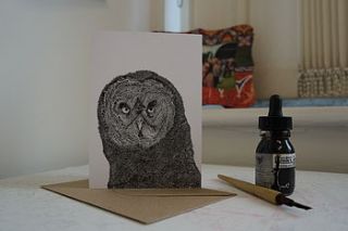 owl illustrated card by fred&elsie