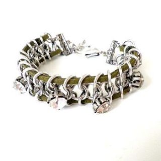 khaki crystal bracelet by cherry & joy