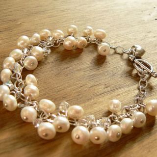 ivory pearl charm bracelet with swarovski crystals by clutch and clasp