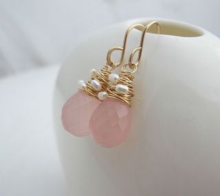 pink chalcedony and pearl earrings by sarah hickey