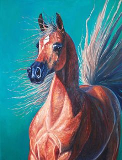 oil painting of a bay stallion by gill bustamante   artist