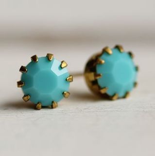 turquoise stud earrings by silk purse, sow's ear