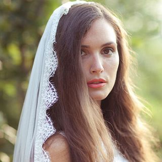 silk tulle veil with french lace trim by faulkner & carter london