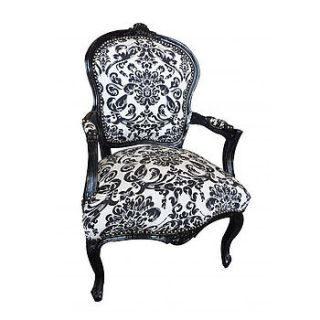 black and white damask armchair by out there interiors