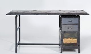 industrial distressed desk with drawers by i love retro