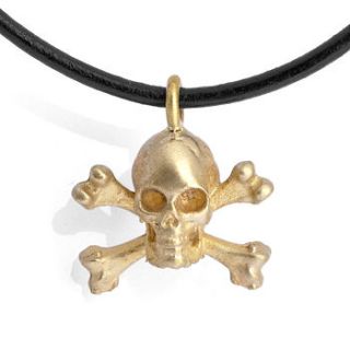 brass skull and crossbones pendant by james newman jewellery