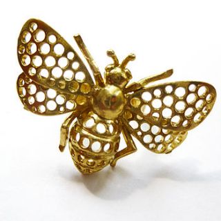 adjustable brass bee ring by charlie boots