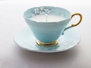 duck egg blue teacup candle by teacup candles