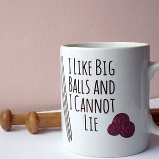 'i like big balls' knitters mug by kelly connor designs knitting bags and gifts