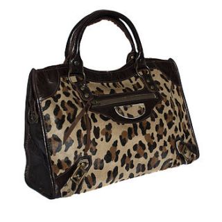 leopard print handbag   brown leather by madison belts