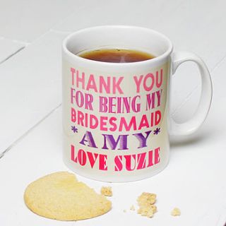 personalised bridesmaids thank you mug by snapdragon