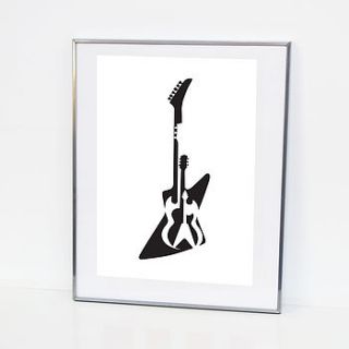 music illustration gibson guitar print a3 by knockout