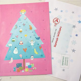 pink tree advent calendar and envelope by made by ellis
