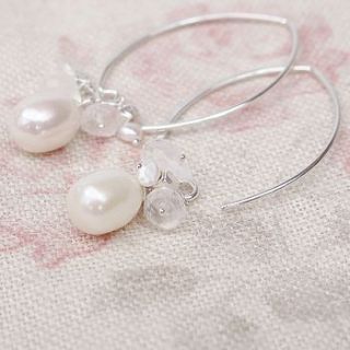 cluster of pearls and moonstones on long hook by sophie cunliffe