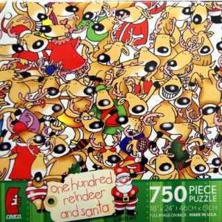 One Hundred Reindeer and a Santa 750 Piece Puzzle Toys & Games