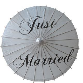 ‘just married’ wedding paper parasol by clouds and currents