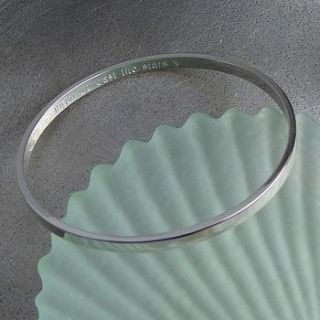 personalised silver bangle by hersey silversmiths