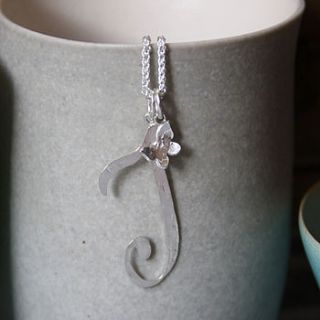 handmade large silver initial pendant by jemima lumley jewellery