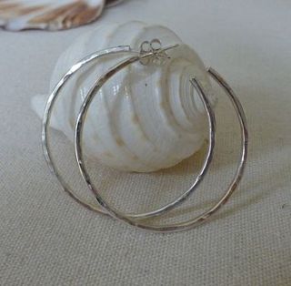 silver hammered hoop earrings by anne reeves jewellery