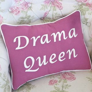 'drama queen' handmade cushion by chapel cards