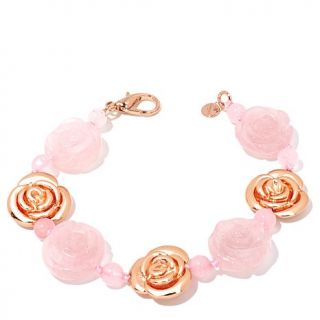 AMEDEO NYC® Handcarved Flower Gemstone Line Bracelet