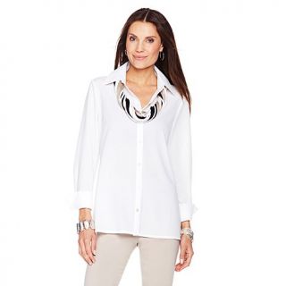 MarlaWynne Pebbled Crepe Perfect Buttoned Shirt