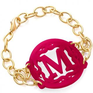 Moon and Lola "Adele" Acrylic Script Initial Goldtone 8" Bracelet